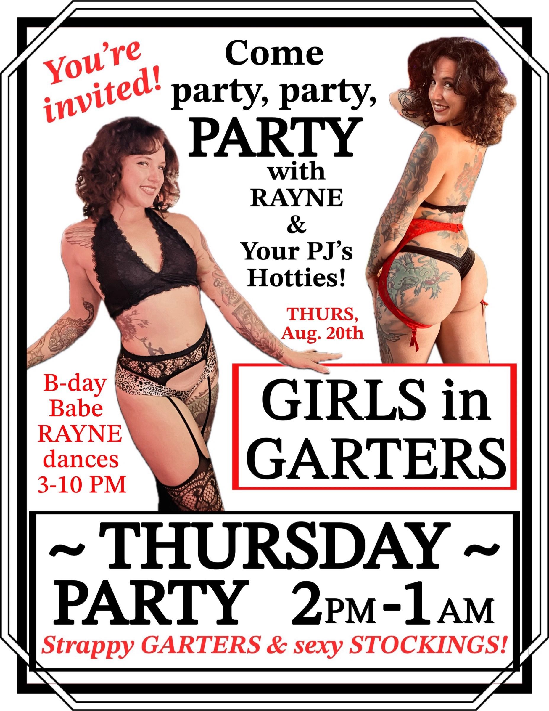 PJ’s wEntertainmen: BAR & GIRL. Bikini Dancers, beer, GIRLS in GARTERS PARTY Thurs. Strip club fun!