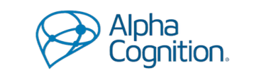 Logo of Alpha Cognition in blue text with an abstract brain design.