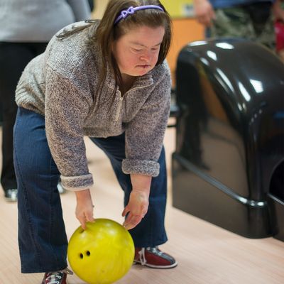 Young woman bowls