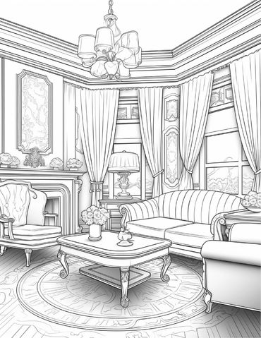 Elegant vintage living room with classic furniture and detailed decor.