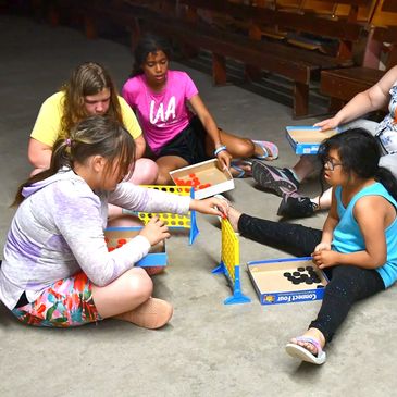 Group of campers playing a game.