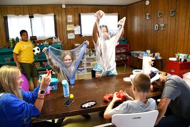 Campers during a sensory activity in OT.