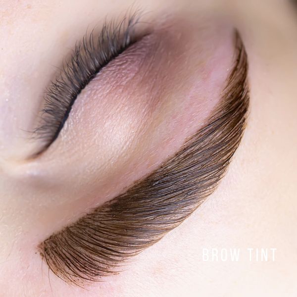 Brow lamination on natural brows — lifted, full, and defined look at a Jupiter, FL brow studio.