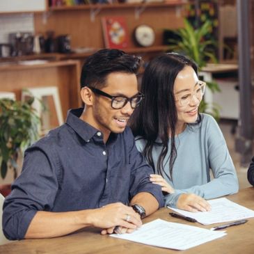 A couple at a mortgage meeting