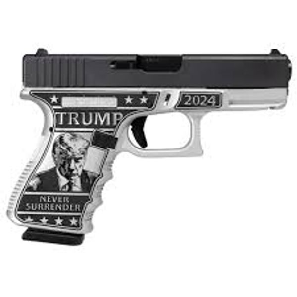 The Glock 19 Gen 3 Custom "Trump 2024 Mug Shot" edition.