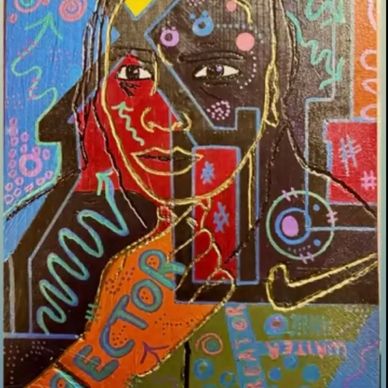 Carved and painted on wood,