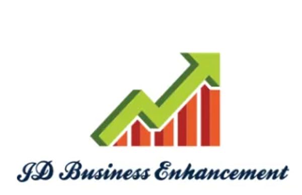 Logo showing upward green arrow and red bar chart with JD Business Enhancement text.
