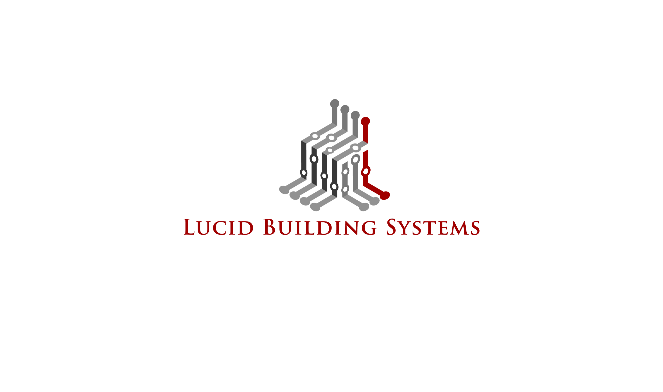 Logo of Lucid Building Systems with electronic circuitry design.