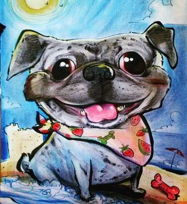 One of my first pet caricatures from years ago! Drawn from photos
