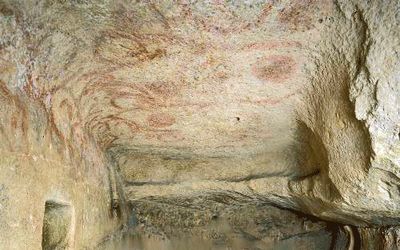 Intricate stone carvings on an ancient sculpture wall