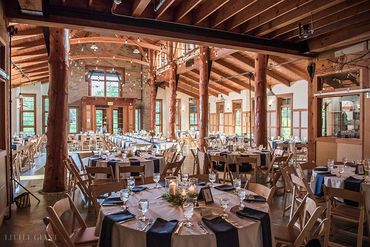 Barn Wedding with candle decorated  guest tables