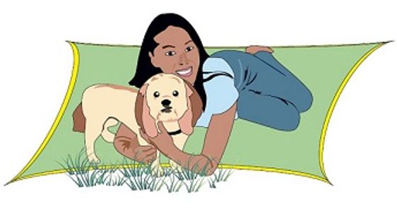 Ohana & Friends Pet Sitting owner, Joelyn, with Browny the dog.