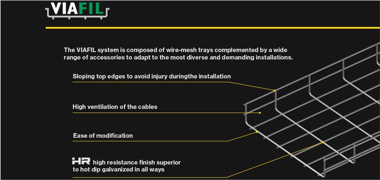 VIAFIL Wire Mesh cable tray features