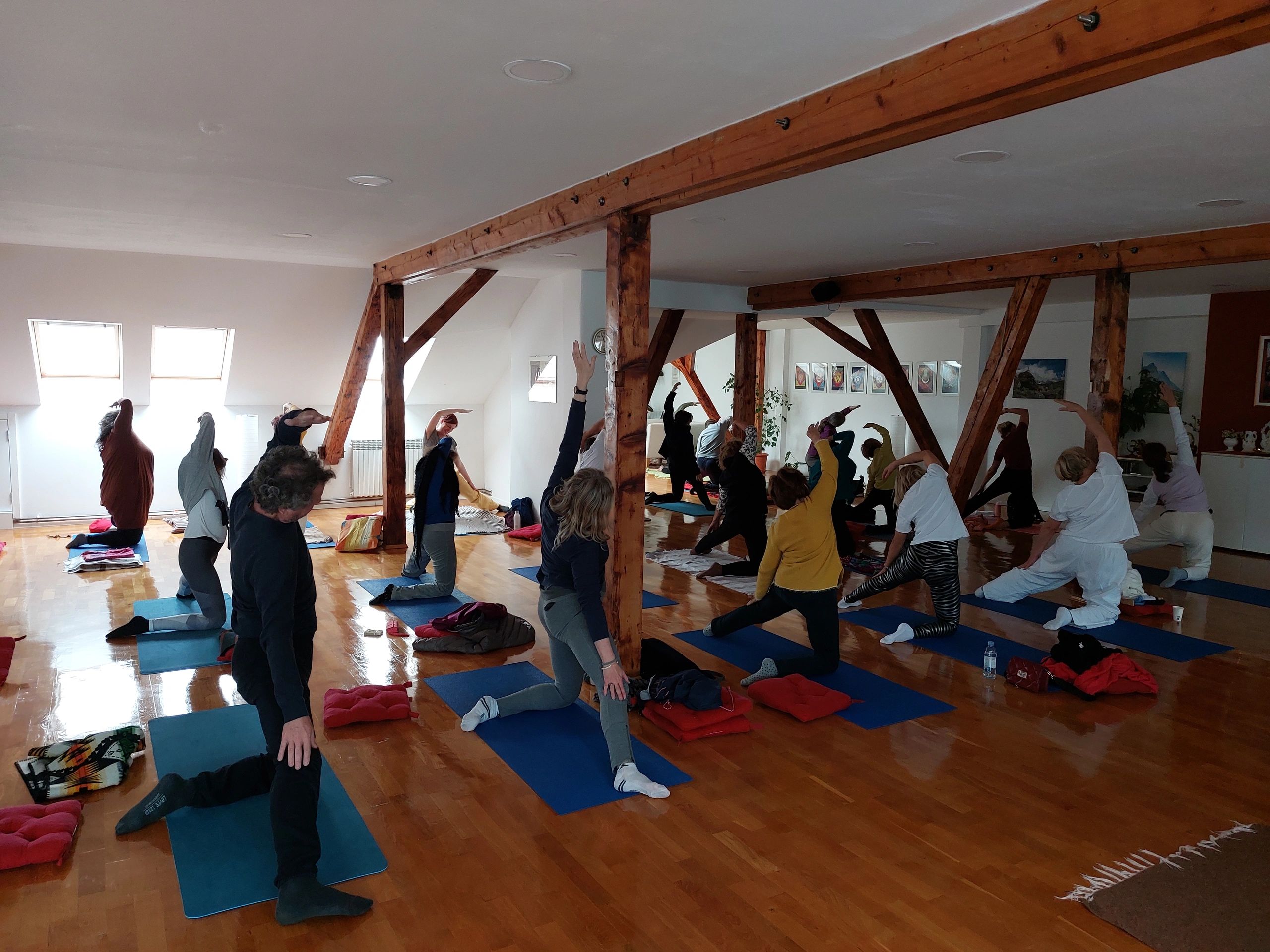 Yoga class with traditional asanas at Sri Dip Ashram Croatia