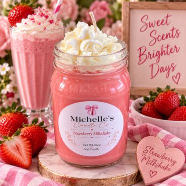 a jar of strawberry milkshake