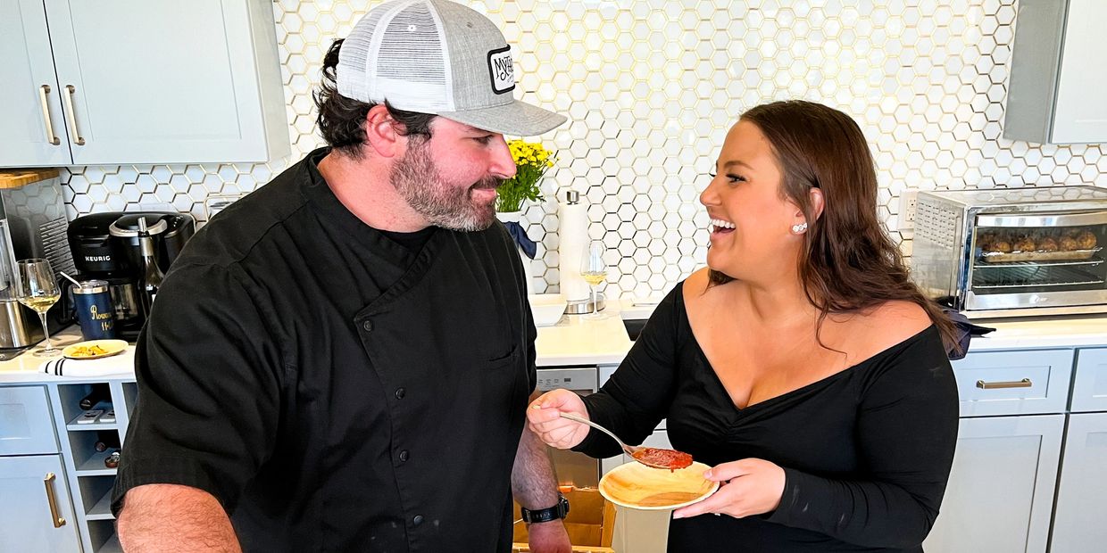 The Somm & The Chef of Dammi Vino | Franklin, TN Cooking in a kitchen for a Food and Wine Event