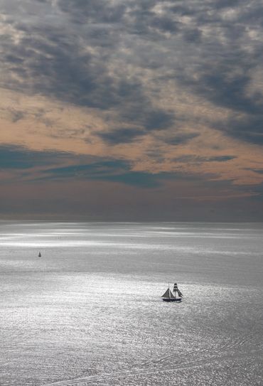 A lonely ship out at sea