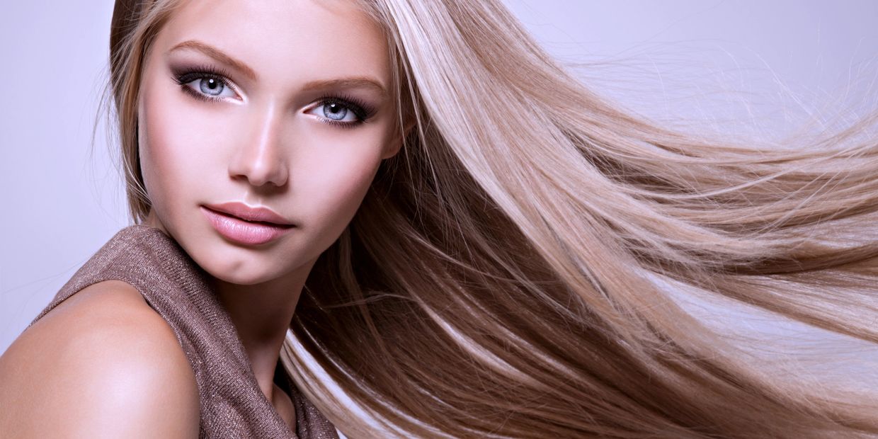 beautiful blonde woman with long flowing hair