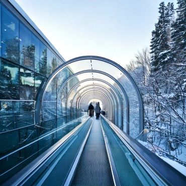 Prompt: Future sustainable university where students with disabilities can walk.