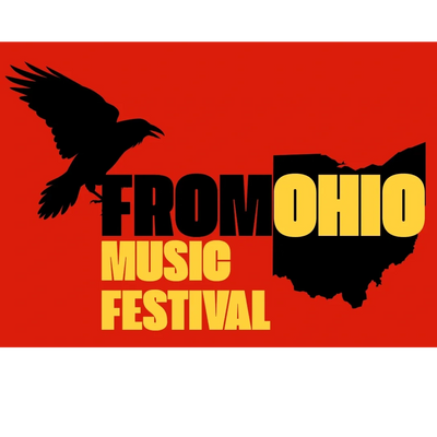 Logo for From Ohio Music Festival with crow and state outline.