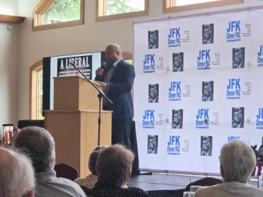 Kermit Thomas Candidate IL 71 speaking at JFK Dinner PAC event.