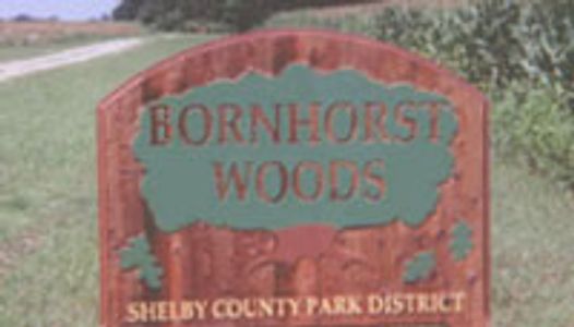 The original sign for Bornhorst Woods for the Shelby County Ohio Parks District