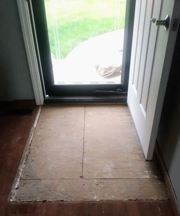 Old tile removed as there was bouncing in the floor and the grout kept on cracking and disappearing