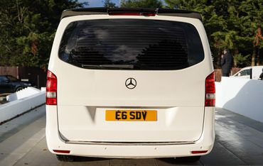 Mercedes Benz Vito For Hire in London
White 9 seater
Rear view