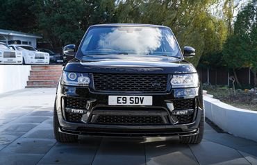 Black Range Rover Vogue exterior for hire, making a powerful and bold statement.