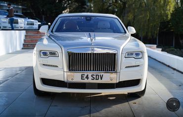 Rolls Royce Ghost 2 silver and white two-tone exterior fore hire in London