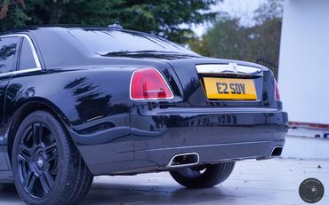 Black Rolls Royce Ghost 2 rear view, showcasing its modern design.
For Hire