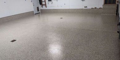 A new epoxy floor in a garage.