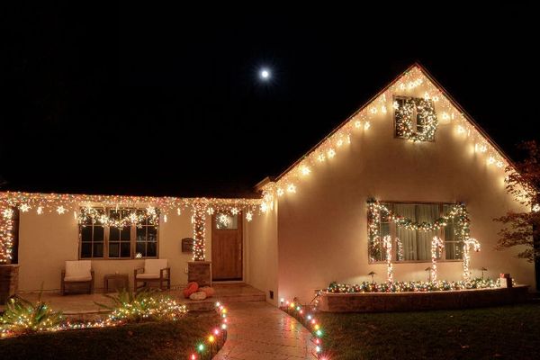 A newly installed Christmas lights display in Osceola, Indiana.