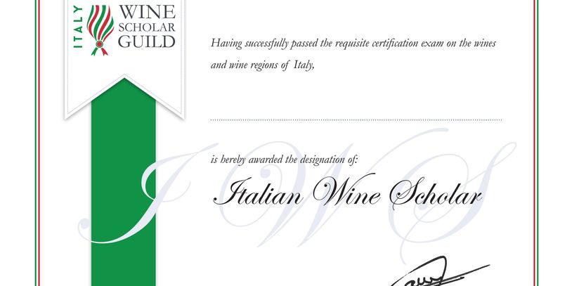 Certificado Italian Wine Scholar (IWS) da Wine Scholar Guild (WSG)