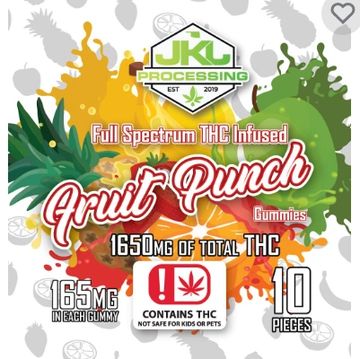 Colorful Fruit Punch THC gummies packaging with 1650mg total THC.