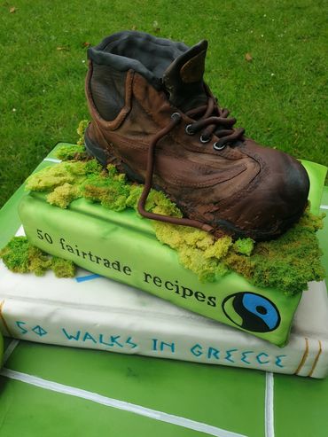 Walking boot and book cake