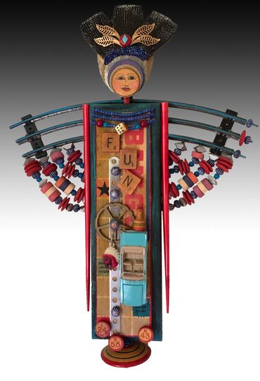 Vintage Games Assemblage Artwork. Guardian of the Inner Child