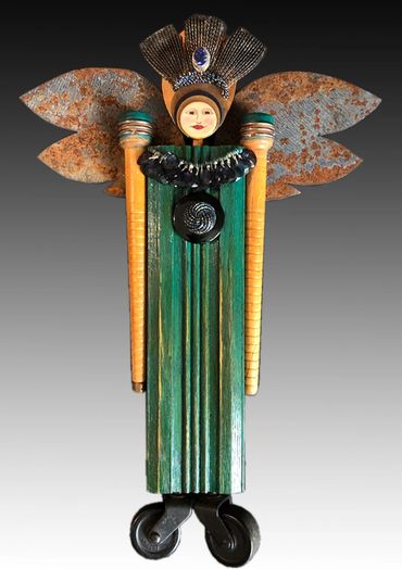 Guardian of the Home. Mixed Media Assemblage Art doll. A sculptural piece designed to hang on the wa