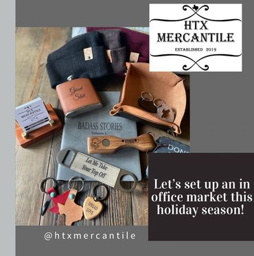 Keychains, catchalls, valet trays, business card holders, beanie's, bottle openers, and more.