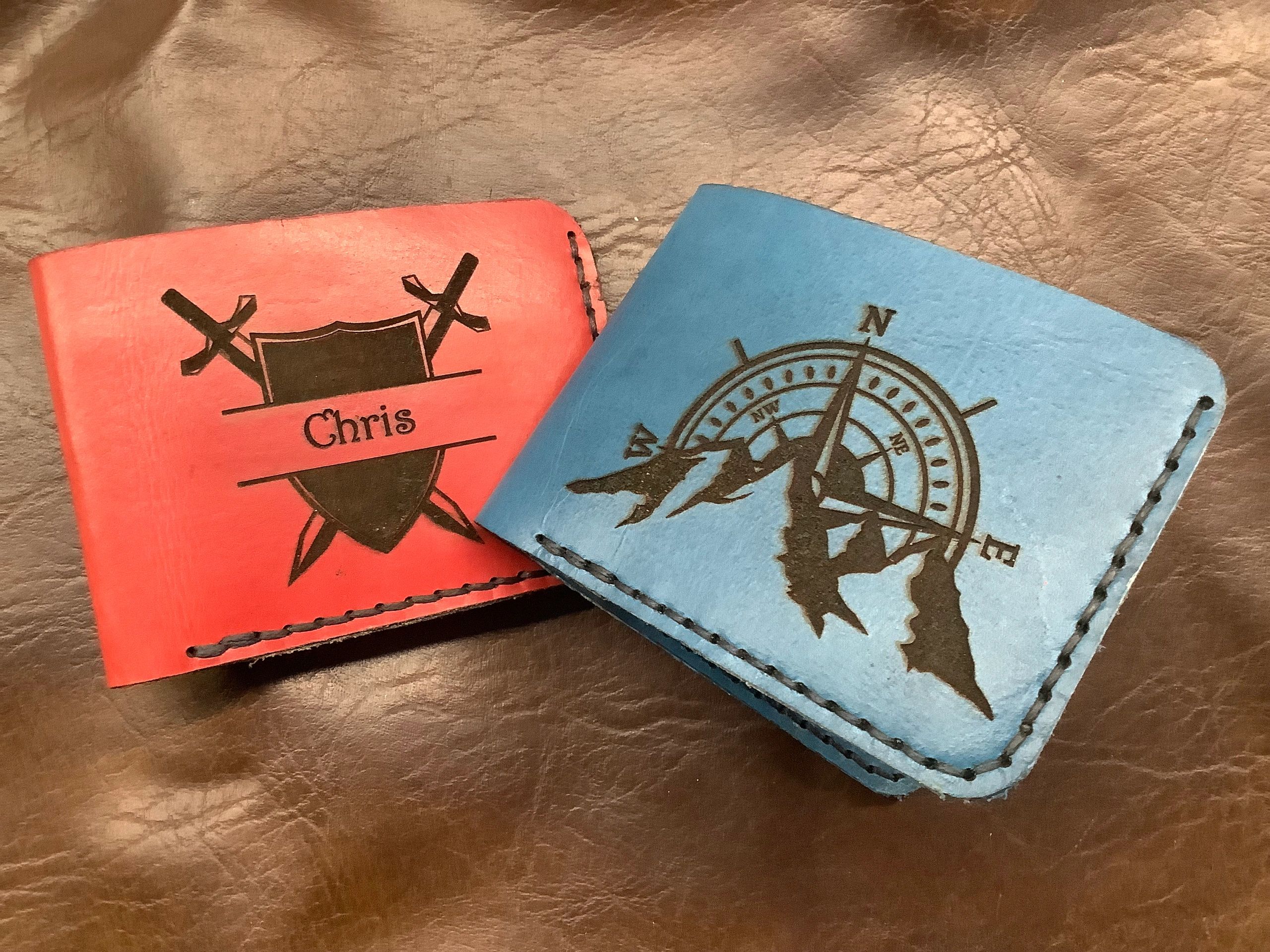 Custom leather wallets now available. 