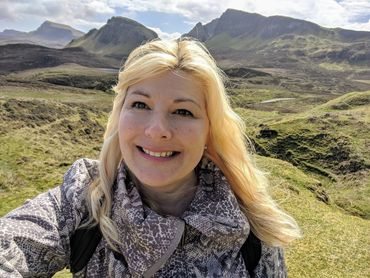 Cheryl at the Quirang, Isle of Skye