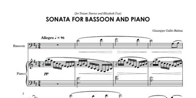 Page 1 of the Score of Sonata for Bassoon and Piano by Composer Giuseppe Gallo-Balma