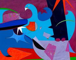 Abstract painting by Sue Boydston, Duck Duck Goose