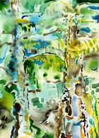 Abstract Watercolor Painting of a Rainforest by Sue Boydston