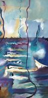 Abstract painting of trolling the ocean by Sue Boydston