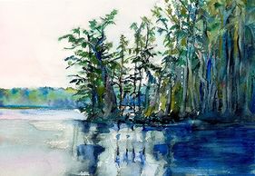 Watercolor Painting of Waccamaw River by Sue Boydston