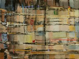 Abstract painting of curtains by Sue Boydston