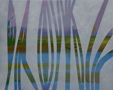 Abstract painting of sawgrass by Sue Boydston