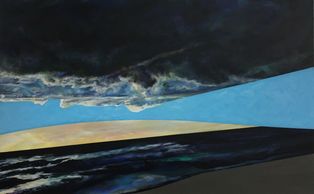 abstract shelf cloud painting challenging the horizon by Sue Boydston