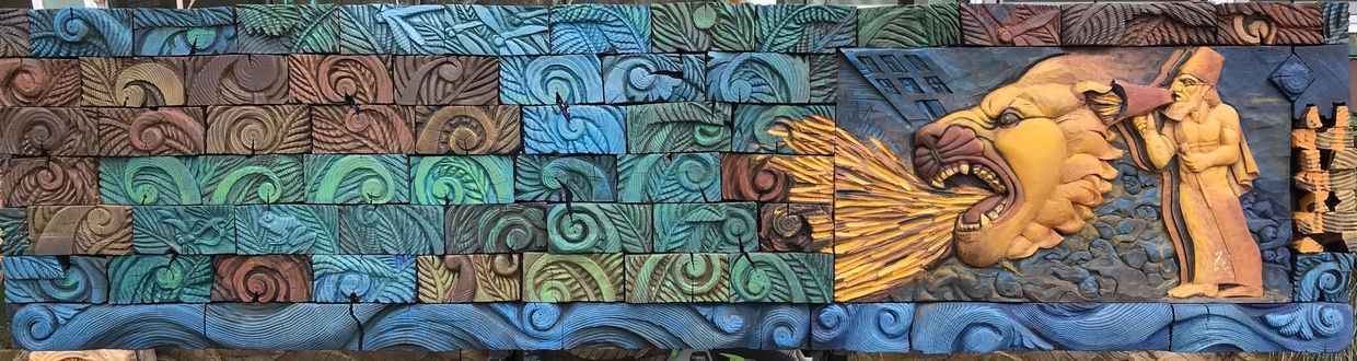 large wood carving sculpture